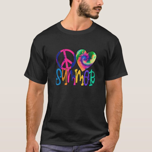 T-shirt Peace Love Summer Vibes Beach Vacay Summertime Dye (Devant)