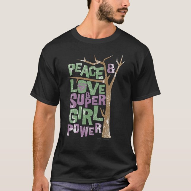 T-shirt Peace Love & Supergirl Power (Devant)