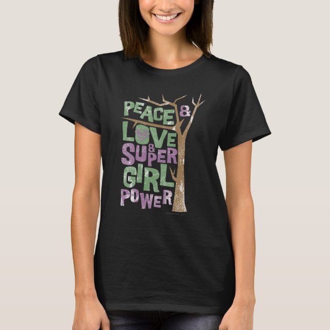 T-shirt Peace Love & Supergirl Power (Devant)
