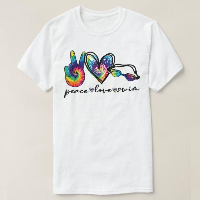 T-shirt Peace Love Swim Tie Dye Swimmer nage Cadeaux Somme (Design devant)
