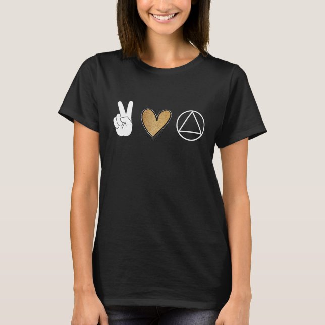 T-shirt Peace Love Symbole AA Anonyme NA AA Sober Sobriet (Devant)