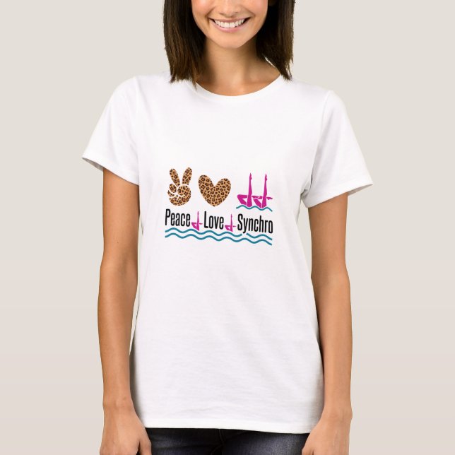 T-shirt Peace Love Synchro Synchronisé Natation Artistique (Devant)
