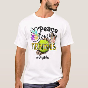 T-shirt Peace Love Tennis Gigi Life Maman Grand-mère Leopa