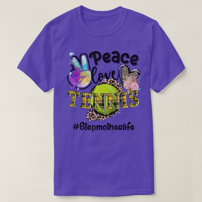 T-shirt Peace Love Tennis Stepmère Life Maman Grand-mère L (Design devant)
