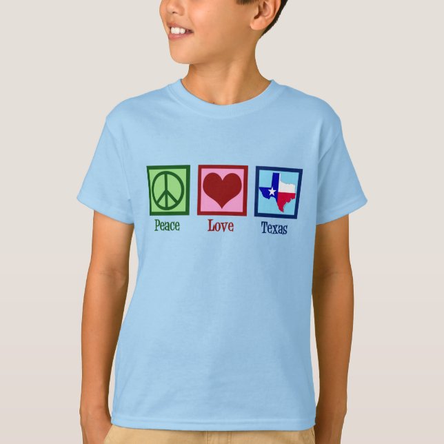 T-shirt Peace Love Texas Fière Texan Kids (Devant)