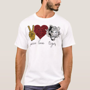 T-shirt Peace Love Tiger Visage animal Tiger Amant