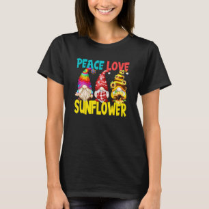 T-shirt Peace Love Tournesol Gnomes For Women Gardening