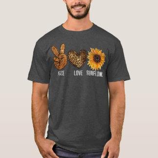 T-shirt Peace Love tournesol les années 70 Hippie Sunshine