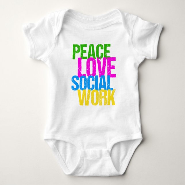 T-shirt Peace Love Travail social (Devant)