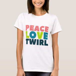 T-shirt Peace Love Twirl Colorguard Drapeau Winterguard