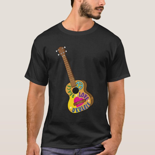 T-shirt Peace Love Ukelele Funny Uke Player Cadeau pour Ho (Devant)