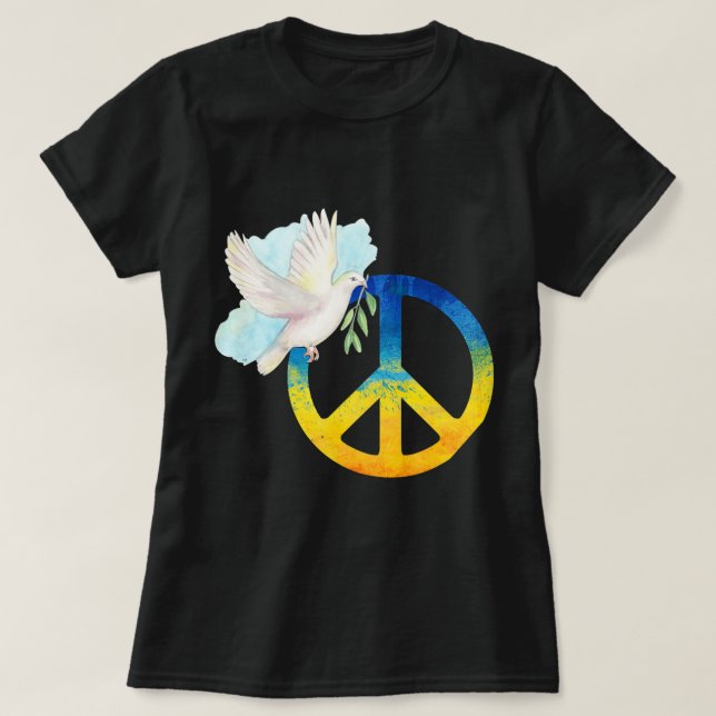 T-shirt Peace Love Ukraine Dove Ukraine Flag Support Ukrai (Design devant)