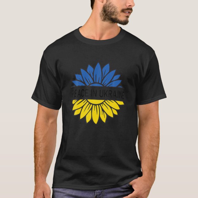 T-shirt Peace Love Ukraine - drapeau ukrainien Je me tiens (Devant)