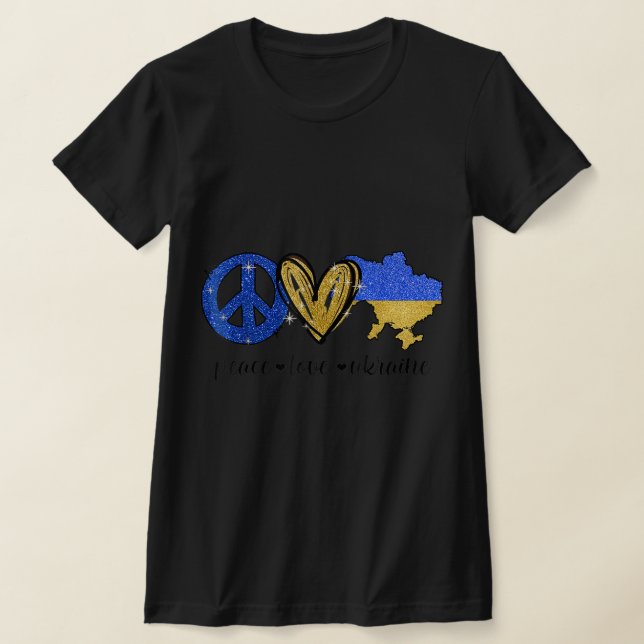 T-shirt Peace Love Ukraine Pavillon Ukrainien Je Me Trouve (Poser)