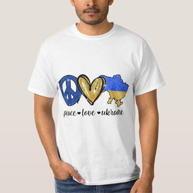 T-shirt Peace, Love, Ukraine Ukrainian Flag I Stand With U (Devant)