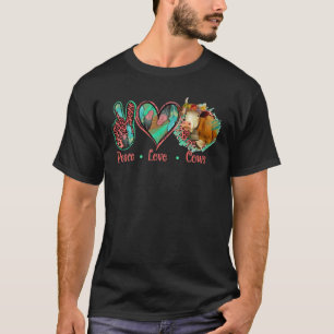 T-shirt Peace Love Vaches laitières Maman Heifer Vache de