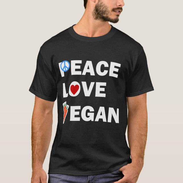 T-SHIRT PEACE LOVE VEGAN (Devant)