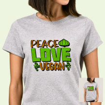 Peace Love Vegan Green Brown sur