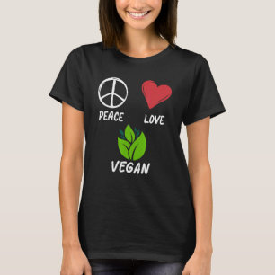 T-shirt Peace Love Vegan Pacifist Animal Végétari