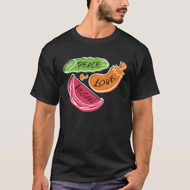 T-shirt Peace Love Vegan Vegan Day (Devant)
