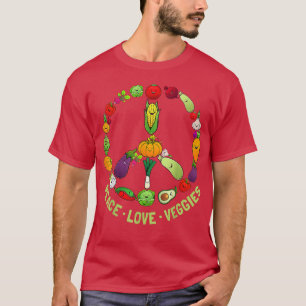 T-shirt Peace Love Végétarien Funny Vegan Lover Veganism L