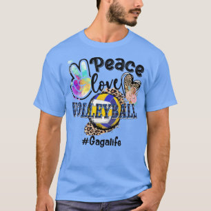T-shirt Peace Love Volleyball Gaga Life Maman Grand-mère L