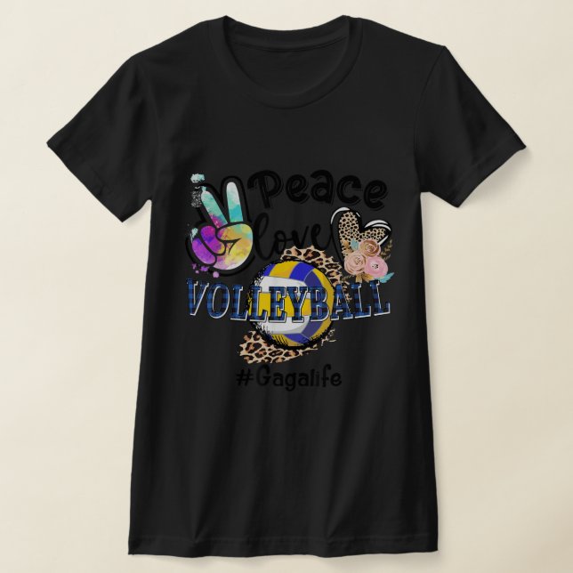T-shirt Peace Love Volleyball Gaga Life Maman Grand-mère L (Poser)