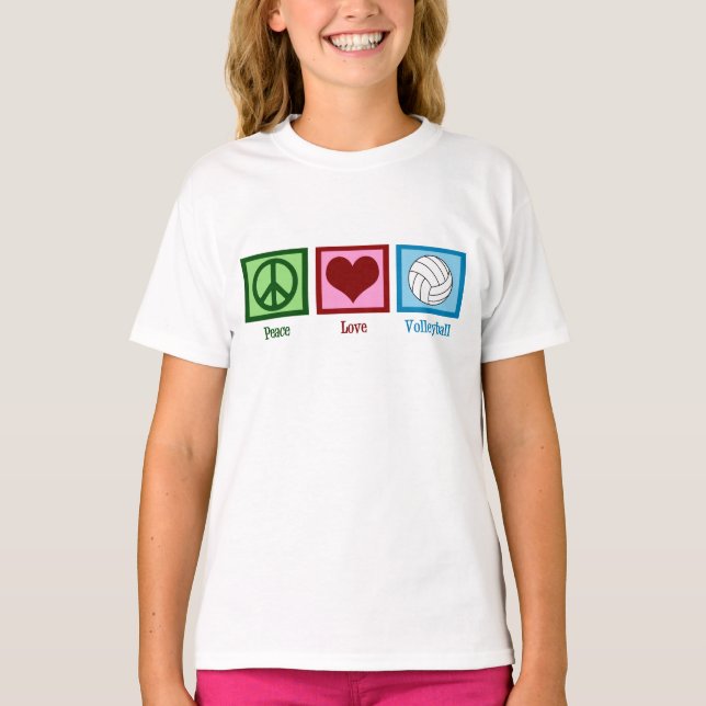 T-shirt Peace Love Volleyball Girls (Devant)