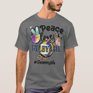 T-shirt Peace Love Volleyball Granny Life Maman Grand-mère