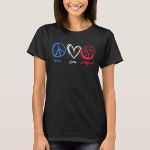 T-shirt Peace Love Volleyball Joueurs Coeur Lovely Ball Sp