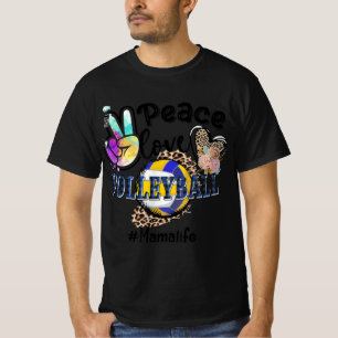T-shirt Peace Love Volleyball Mama Life Maman Grand-mère L
