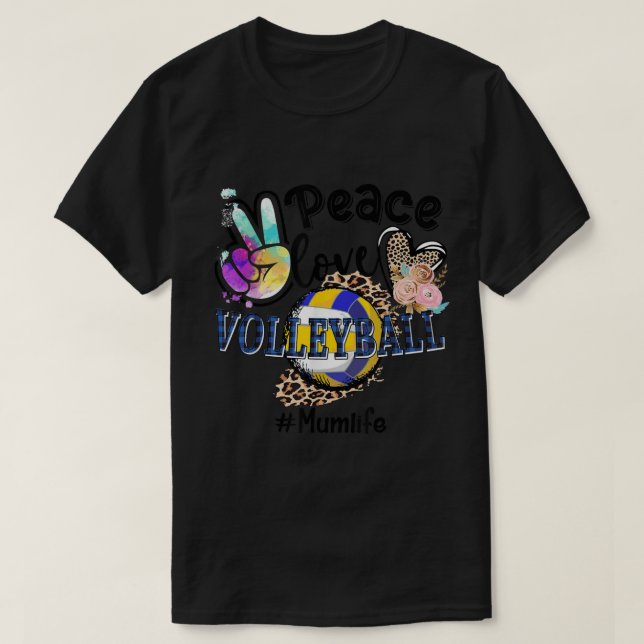 T-shirt Peace Love Volleyball Maman Vie Maman Grand-mère L (Design devant)