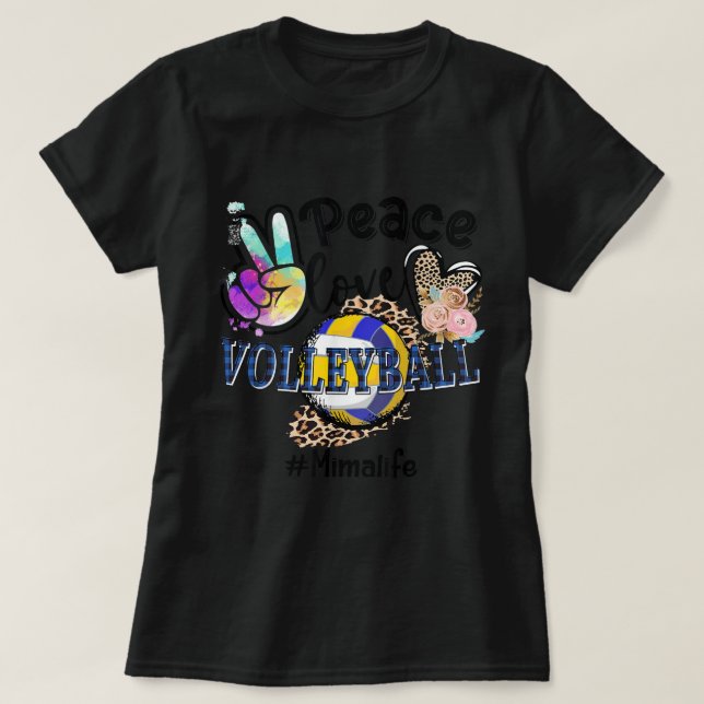 T-shirt Peace Love Volleyball Mima Life Maman Grand-mère L (Design devant)