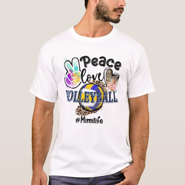 T-shirt Peace Love Volleyball Mimi Life Maman Grand-mère L (Devant)