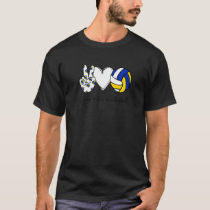 T-shirt Peace Love Volleyball Peace Hand Sign Volleyball