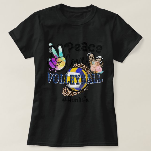 T-shirt Peace Love Volleyball Tante Life Maman Grand-mère  (Design devant)