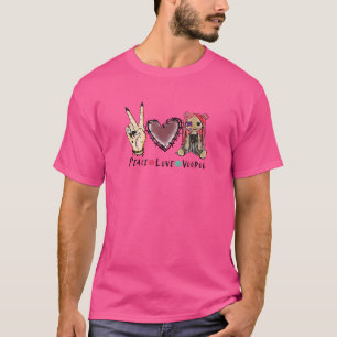 T-shirt Peace Love Voodoo Cute Et Poupée Déplaisante