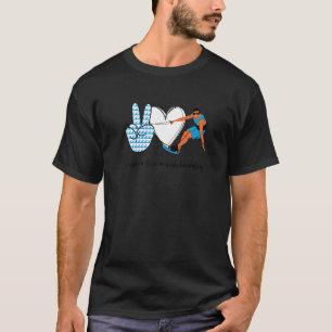 T-shirt Peace Love Wakeboard Peace Hand Sign Wakeboardi