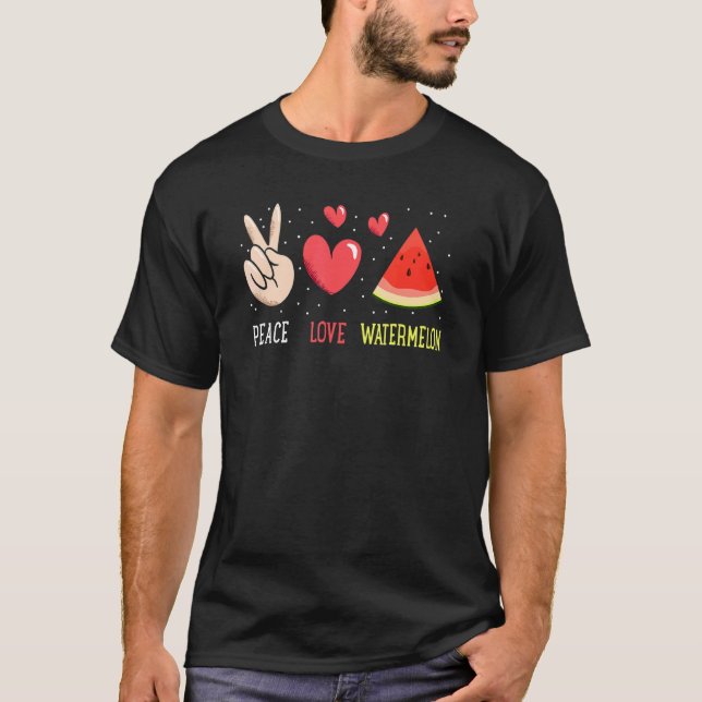 T-shirt Peace Love Watermelon Happy Watermelon Day Fruit M (Devant)