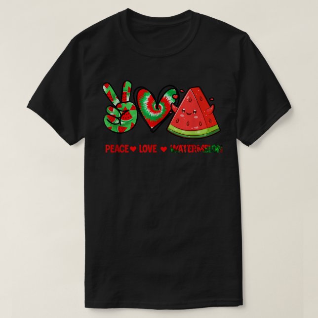 T-shirt Peace Love Watermelon peace love pastèque day me (Design devant)