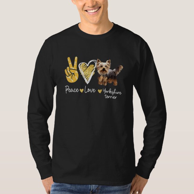 T-shirt Peace Love Yorkshire Terrier Chien (Devant)