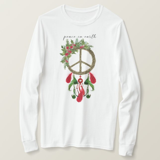 T-shirt Peace On Earth Dream Catcher Chemise de Noël (Design devant)