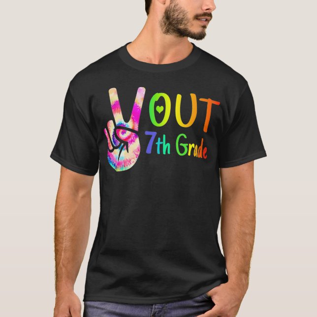 T-shirt Peace Out 7e année Teinture Teinture Classe de Gra (Devant)