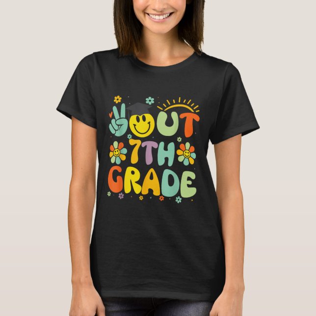 T-shirt Peace Out 7e grade Cl De 2025 Adieu Graduation (Devant)