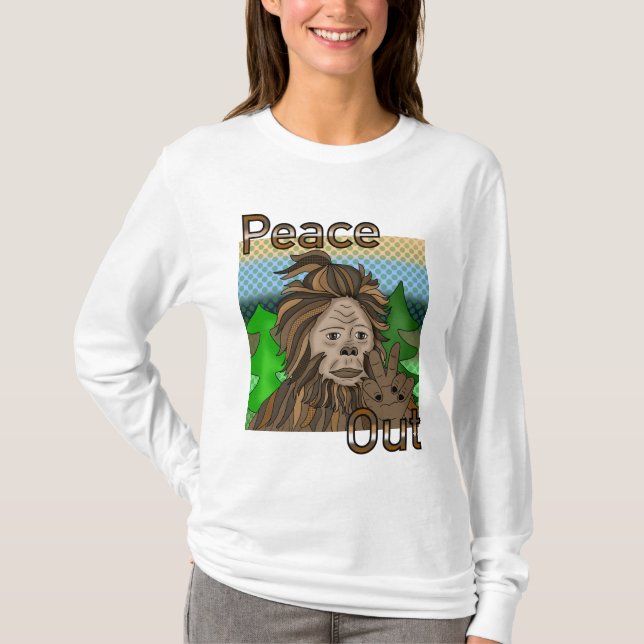 T-shirt Peace Out Bigfoot Sasquatch (Devant)