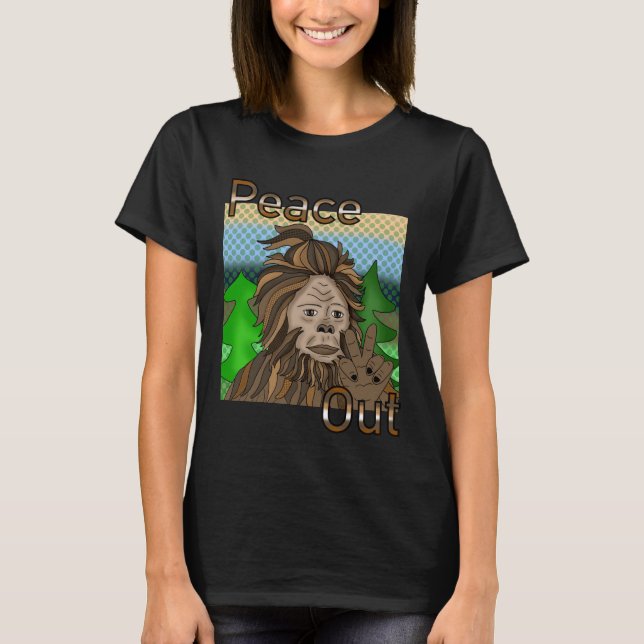 T-shirt Peace Out Bigfoot Sasquatch (Devant)