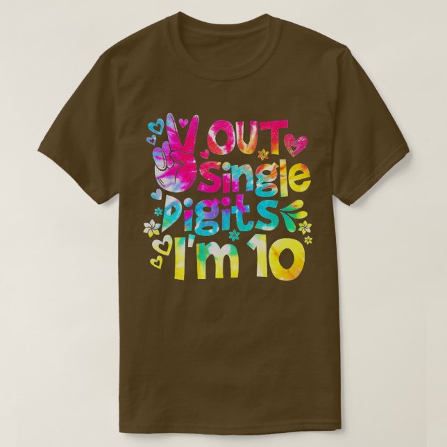 T-shirt Peace Out Chiffres Im 10 Tie Dye Anniversaire Ki (Design devant)