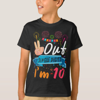 T-shirt Peace Out Chiffres simples Je suis 10 Anniversaire