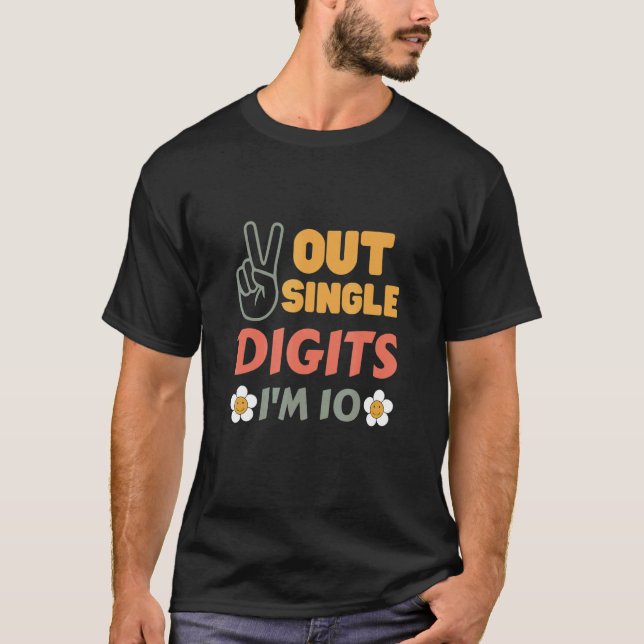 T-shirt Peace Out Chiffres simples Je suis 10 ans Retro Su (Devant)