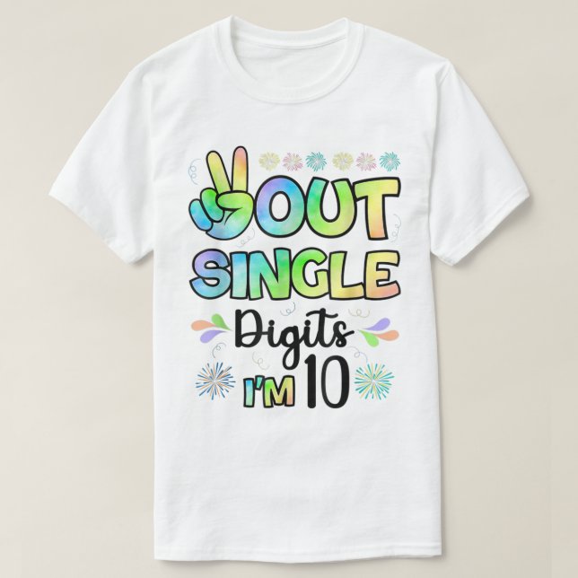 T-shirt Peace Out Chiffres simples Je suis 10 enfants (Design devant)